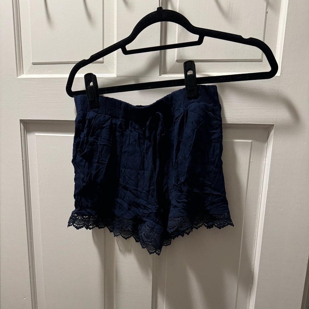 Kingston Midnight Blue Lace Trim Pajama Shorts